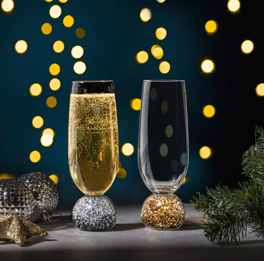 Kiara: Silver Champagne Glass Set - Ladelle