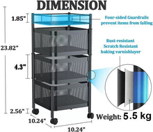 Load image into Gallery viewer, 3-Tier Metal Rolling Storage Cart