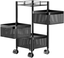 Load image into Gallery viewer, 3-Tier Metal Rolling Storage Cart