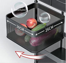 Load image into Gallery viewer, 3-Tier Metal Rolling Storage Cart