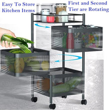 Load image into Gallery viewer, 3-Tier Metal Rolling Storage Cart