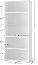 Load image into Gallery viewer, VASAGLE Floor Standing 5-Tier Open Bookcase with Adjustable Storage Shelves - White