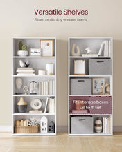 Load image into Gallery viewer, VASAGLE Floor Standing 5-Tier Open Bookcase with Adjustable Storage Shelves - White