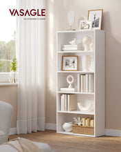 Load image into Gallery viewer, VASAGLE Floor Standing 5-Tier Open Bookcase with Adjustable Storage Shelves - White