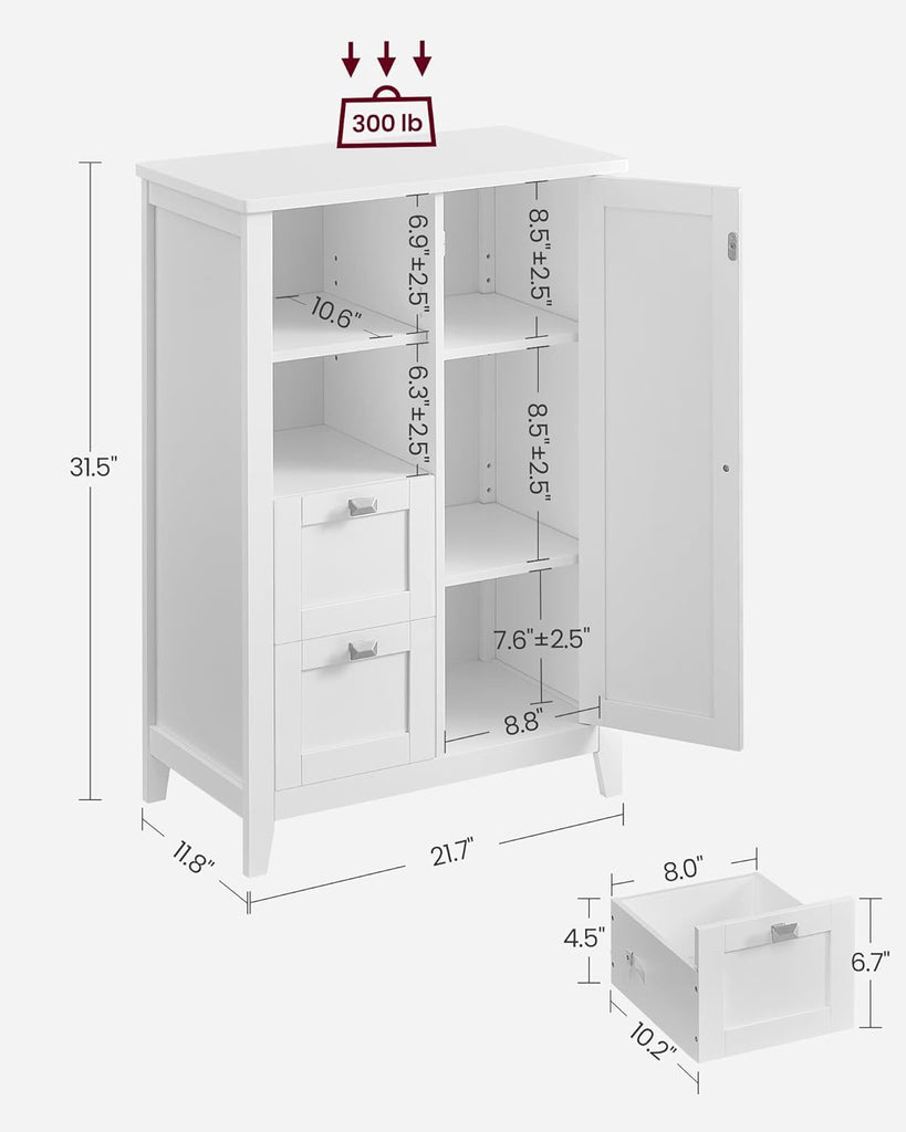 Vasagle Soglio Freestanding Bathroom Cabinet with Open Compartment & 2 Drawers