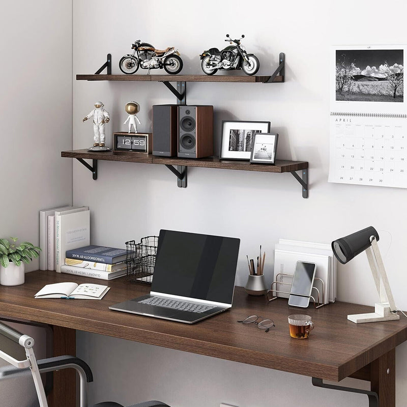 STORFEX Wooden Wall Mounted Floating Shelves - 4 Pack - Brown