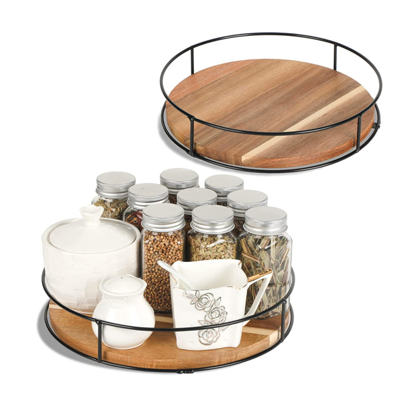 STORFEX Wooden Lazy Susan Organizer