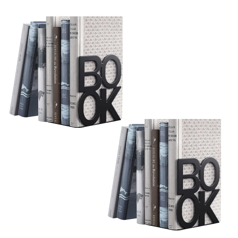STORFEX Decorative Metal Book Ends - Black (2 Pack)
