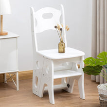 Load image into Gallery viewer, 2 IN 1 Convertible Folding Wooden Chair and Stepladder (White)