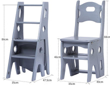 Load image into Gallery viewer, 2 IN 1 Convertible Folding Wooden Chair and Stepladder (Wood)