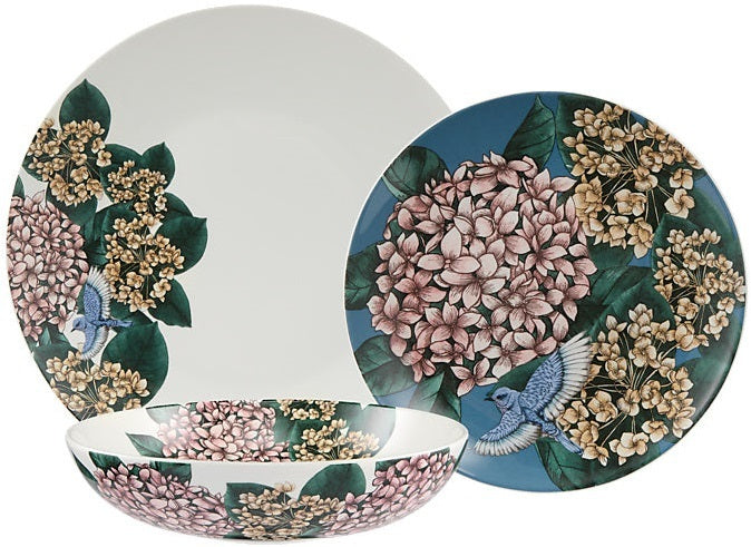 Maxwell & Williams: The Black Pen Reminisce Coupe Dinner Set - Floral (12 Piece Set)