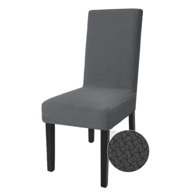 COMFEYA 2 Pack Checked Dining Chair Slipcover - Grey
