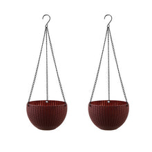 Load image into Gallery viewer, GREENHAVEN 2 Pack Self Watering Hanging Planters - Brown