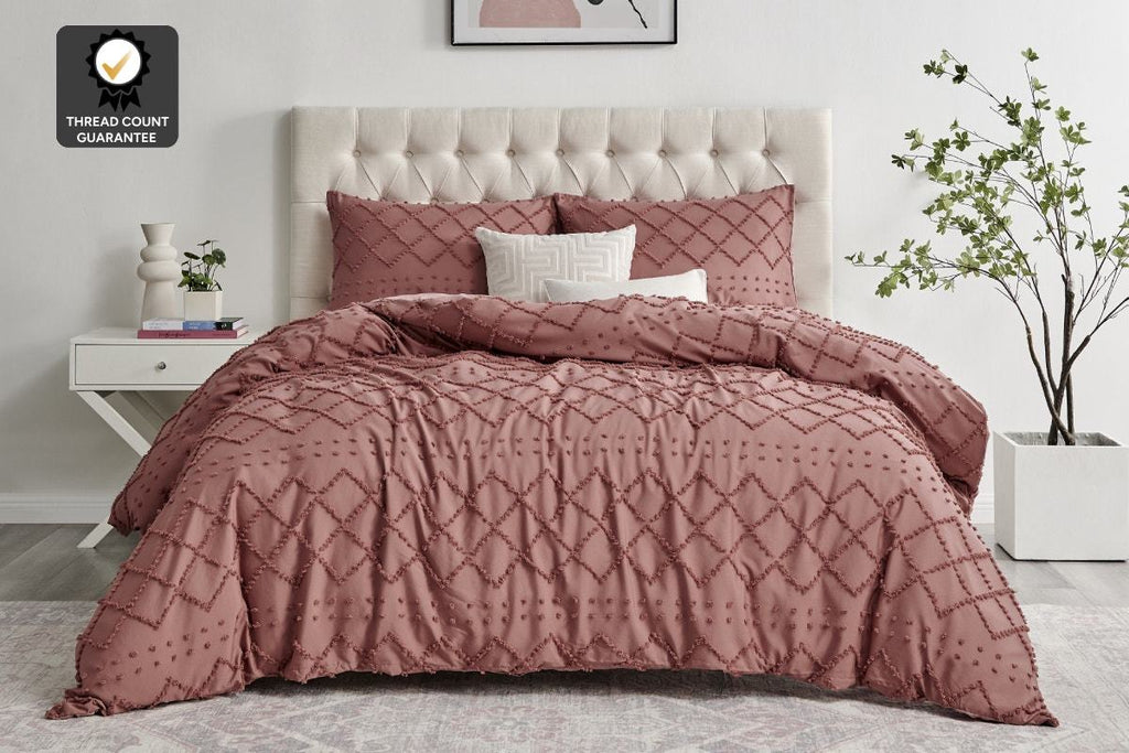 Ovela Tilly Tufted Quilt Cover Set (Desert Sand, Double)