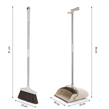Load image into Gallery viewer, CLEANFOK Height Adjustable Broom and Dustpan Set - Khaki