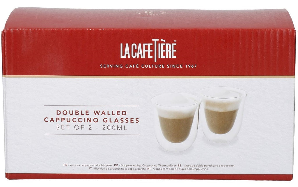 La Cafetière: Double Walled Cappuccino Glass Set (200ml) (Set of 2) - La Cafetiere