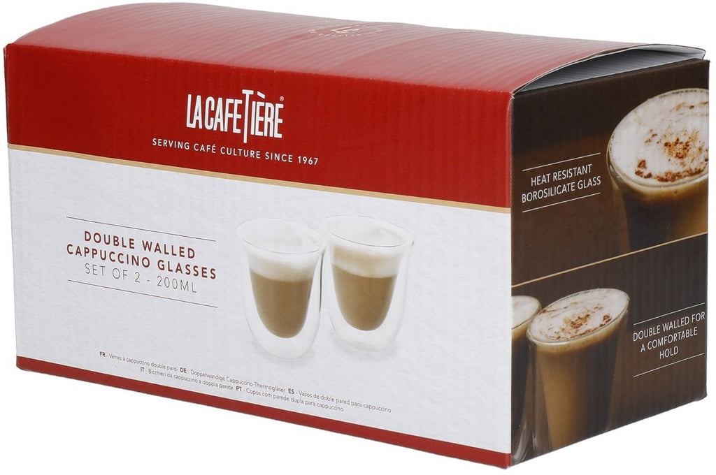 La Cafetière: Double Walled Cappuccino Glass Set (200ml) (Set of 2) - La Cafetiere