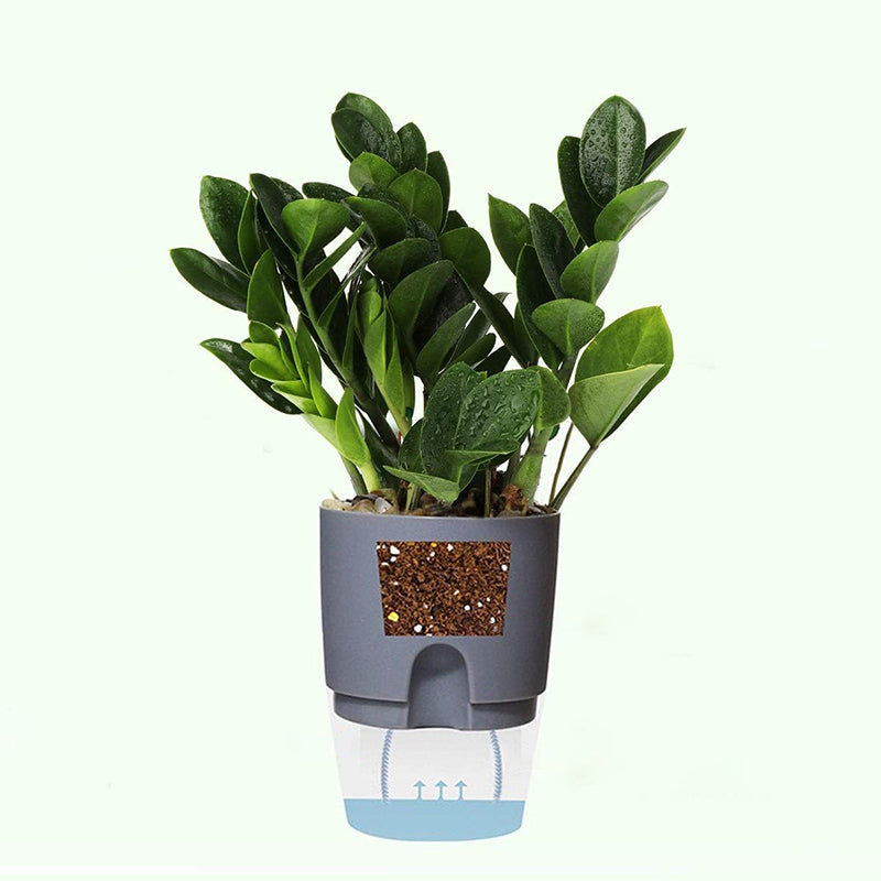 Set of 3 Self Watering Planter Pots - Grey