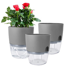 Load image into Gallery viewer, Set of 3 Self Watering Planter Pots - Grey
