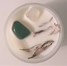 Load image into Gallery viewer, Crystal Soy Wax Candle - White Sage, Clear Quartz &amp; Aventurine