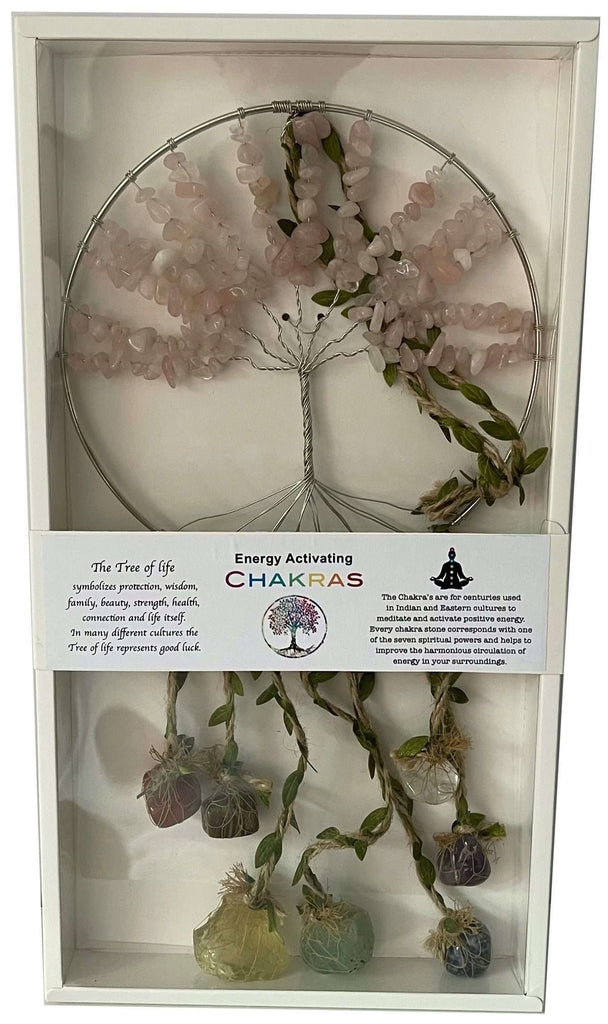 Crystal Tree of Life Dreamcatcher - Rose Quartz (7 Chakras)