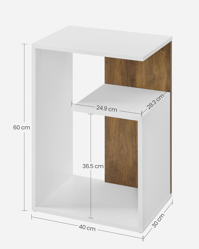 VASAGLE Two Way Side Table - Rustic Walnut & White