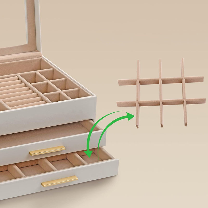 STORFEX 3-Layer Jewellery Organizer with 2 Drawers