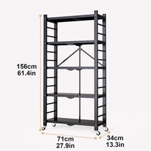 Load image into Gallery viewer, Foldable 5-Tier Heavy Duty Shelving Unit with Wheels - White