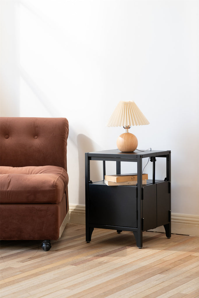 Fraser Country Metal Faster Setup Foldable Side Table & Nightstand - Black