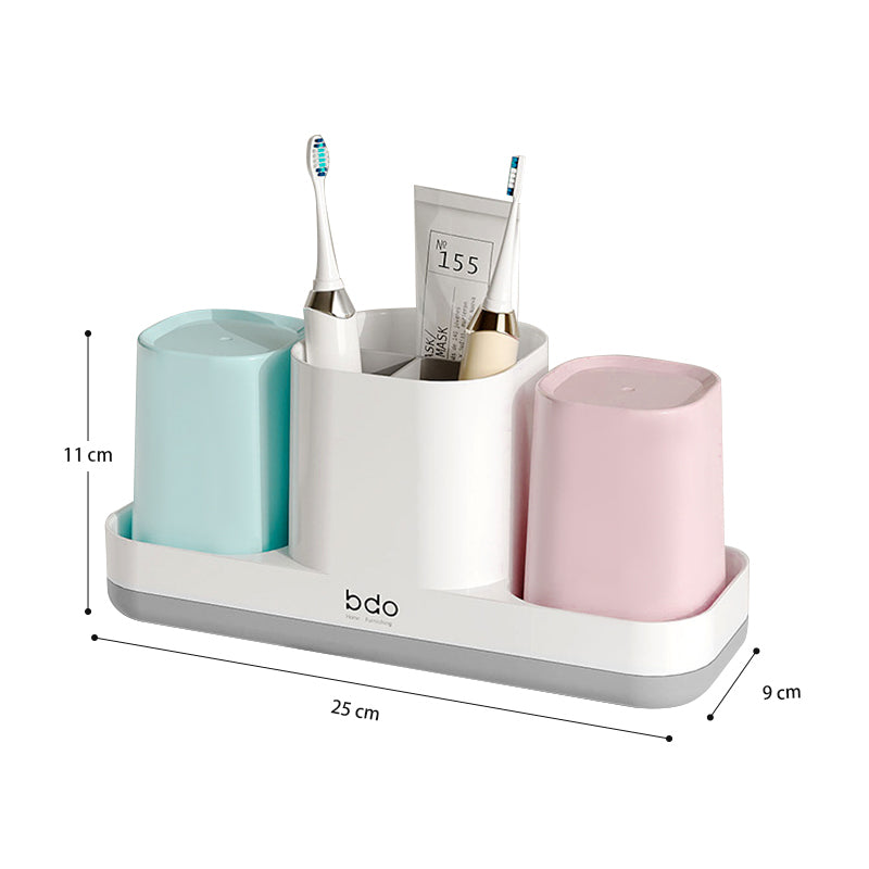 Toothbrush Holder with 2 Cups - Coloured