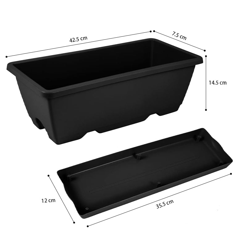 GREENHAVEN Rectangular Vegetable Flower Planters - Set of 7 (Black)