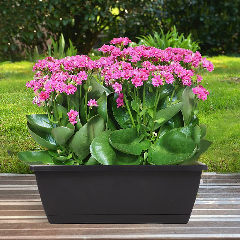 GREENHAVEN Rectangular Vegetable Flower Planters - Set of 7 (Black)