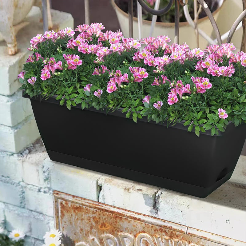 GREENHAVEN Rectangular Vegetable Flower Planters - Set of 7 (Black)