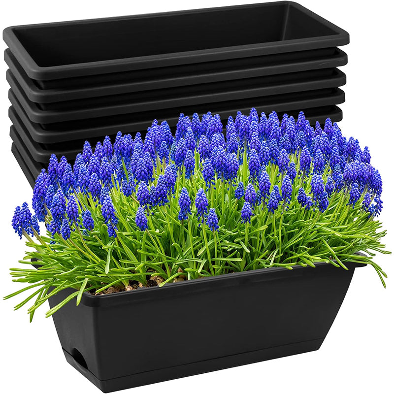 GREENHAVEN Rectangular Vegetable Flower Planters - Set of 7 (Black)