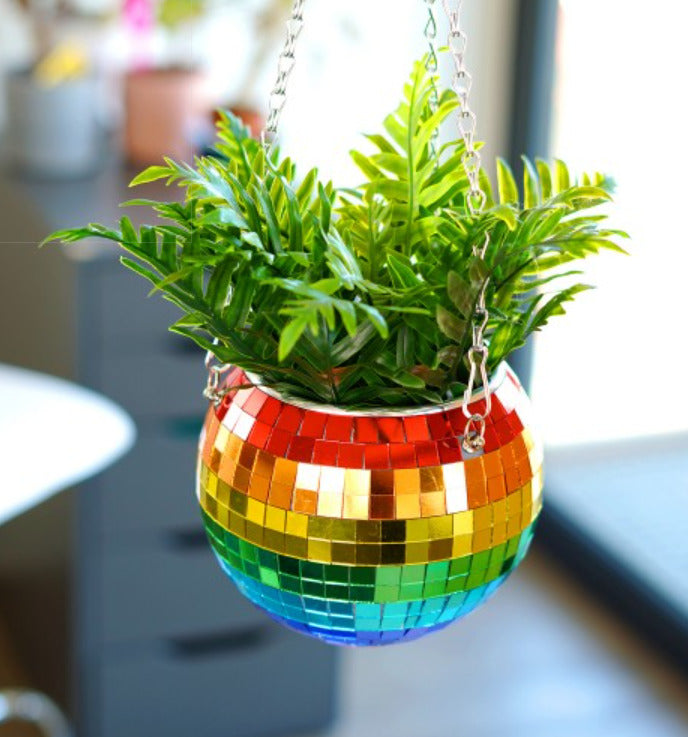 Bubblegum Stuff: Rainbow Disco Ball Hanging Planter