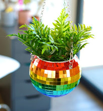 Load image into Gallery viewer, Bubblegum Stuff: Rainbow Disco Ball Hanging Planter