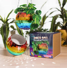 Load image into Gallery viewer, Bubblegum Stuff: Rainbow Disco Ball Hanging Planter