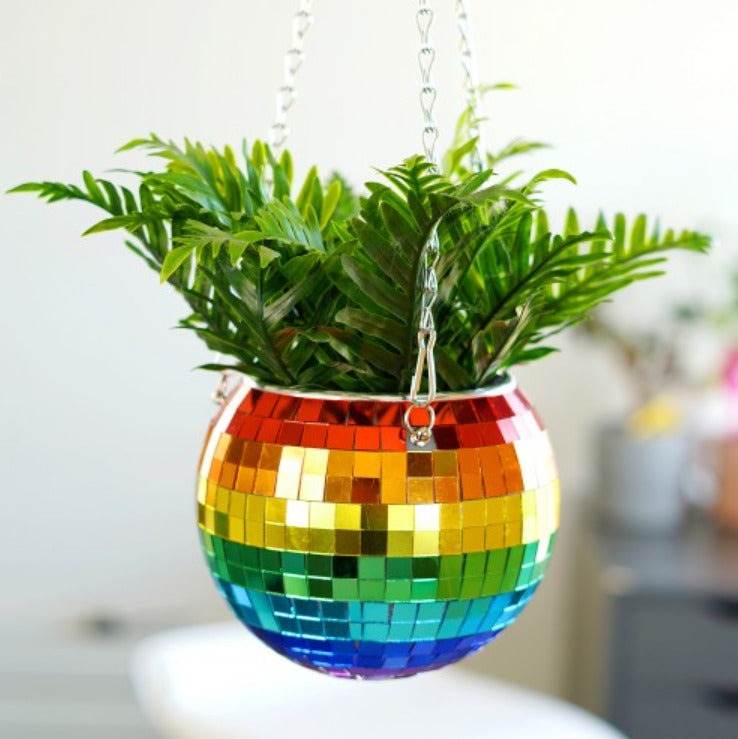 Bubblegum Stuff: Rainbow Disco Ball Hanging Planter