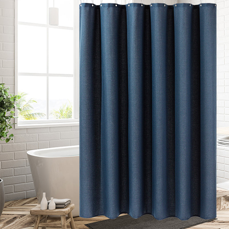 COMFEYA Waffle Weave Long Fabric Shower Curtain - Blue