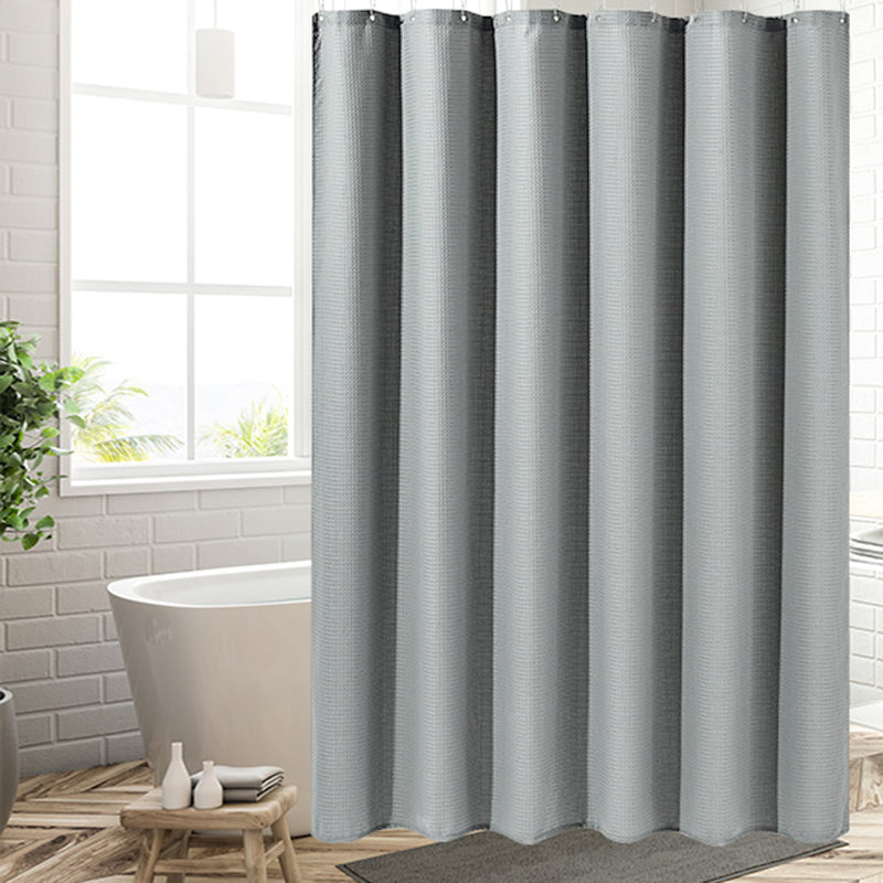 COMFEYA Waffle Weave Long Fabric Shower Curtain - Grey