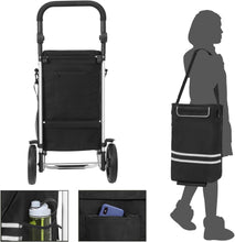 Load image into Gallery viewer, SONGMICS Foldable Shopping Cart with Insulated Cooling Bag - Black