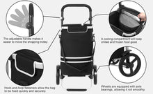 Load image into Gallery viewer, SONGMICS Foldable Shopping Cart with Insulated Cooling Bag - Black