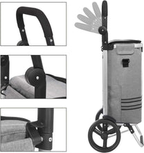 Load image into Gallery viewer, SONGMICS Foldable Shopping Cart with Insulated Cooling Bag - Grey