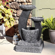 Load image into Gallery viewer, Outdoor Freestanding Solar Birdbath &amp; Cascading Fountain with Pump &amp; LED Light - Charcoal Blue - Fraser Country