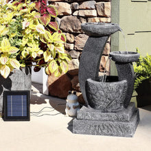 Load image into Gallery viewer, Outdoor Freestanding Solar Birdbath &amp; Cascading Fountain with Pump &amp; LED Light - Charcoal Blue - Fraser Country