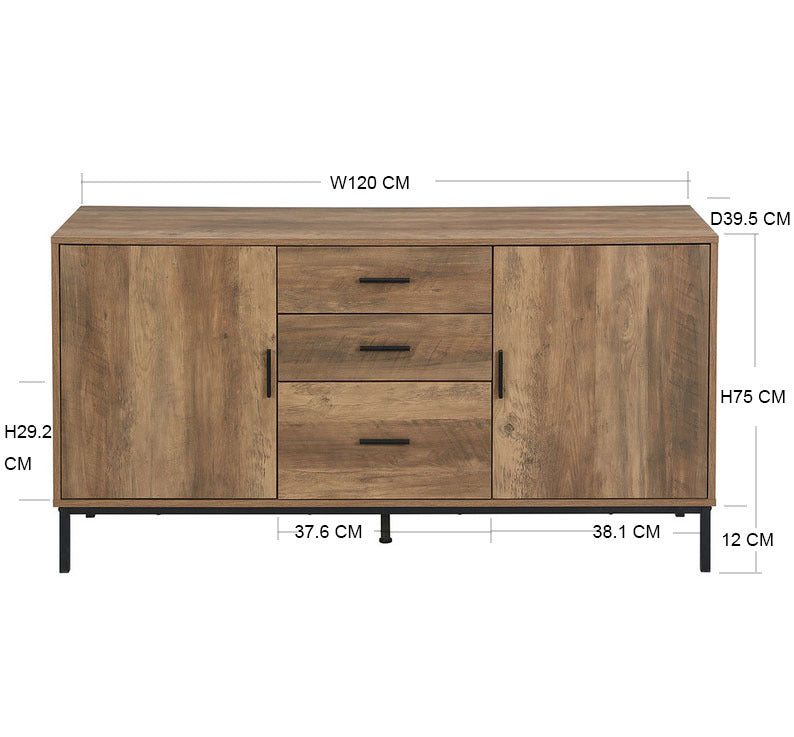 Fraser Country Oakridge 3 Drawer 2 Door Deluxe Buffet - Natural