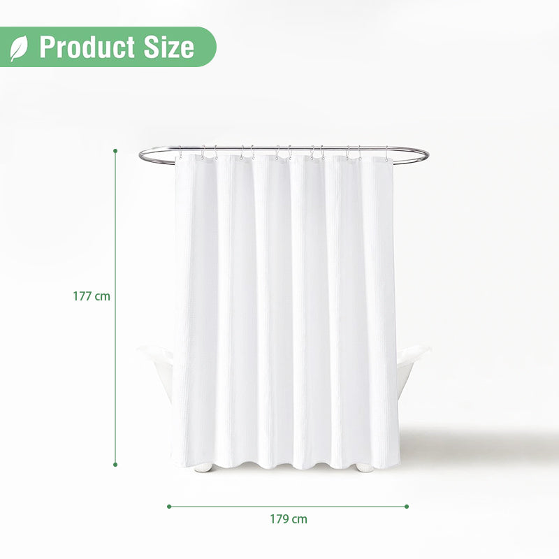 COMFEYA Waffle Weave Long Fabric Shower Curtain - White