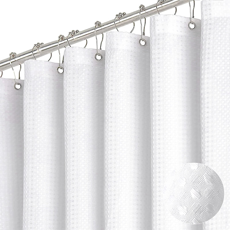 COMFEYA Waffle Weave Long Fabric Shower Curtain - White