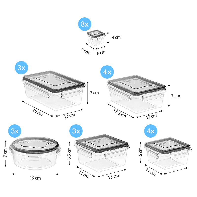 STORFEX Plastic Food Storage with Lids - 24 Pack
