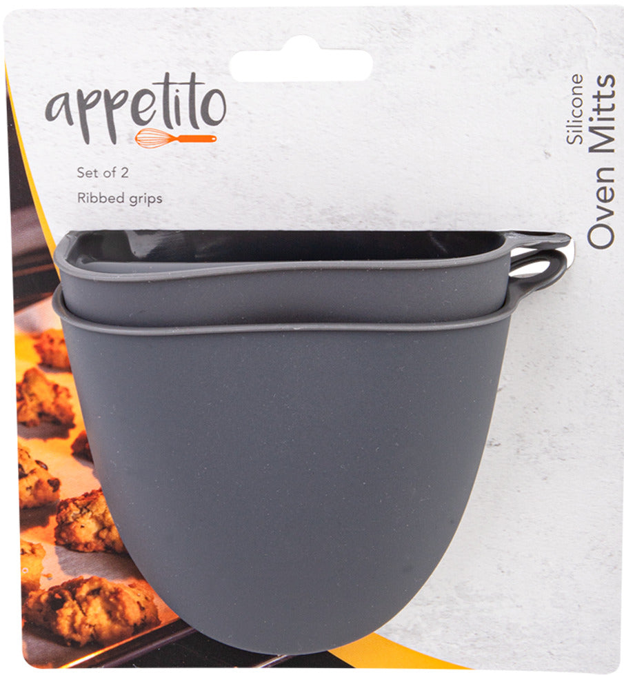 Appetito: Silicone Oven Mitts - Charcoal (Set of 2)